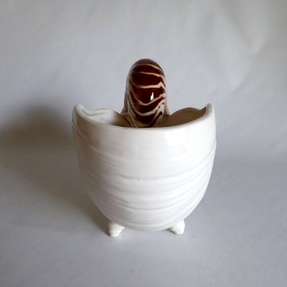 VINTAGE FITZ & FLOYD BRAND LARGE NAUTILUS SHELL CENTERPIECE BOWL WINE CHILLER - Picture 6 of 11